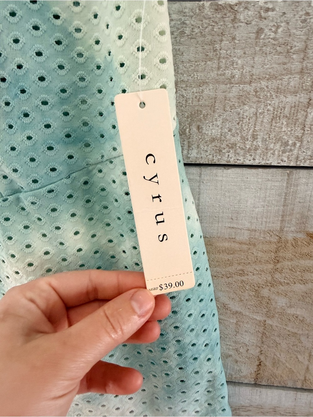Cyrus Mint and Cream Eyelet Sleeveless Tank - Picture 2 of 5